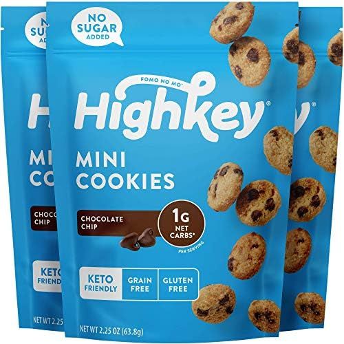 Highkey Keto Chocolate Chip Cookies - 3 Pack of Low Carb Snacks, Keto Food & Gluten Free High Pro... | Amazon (US)