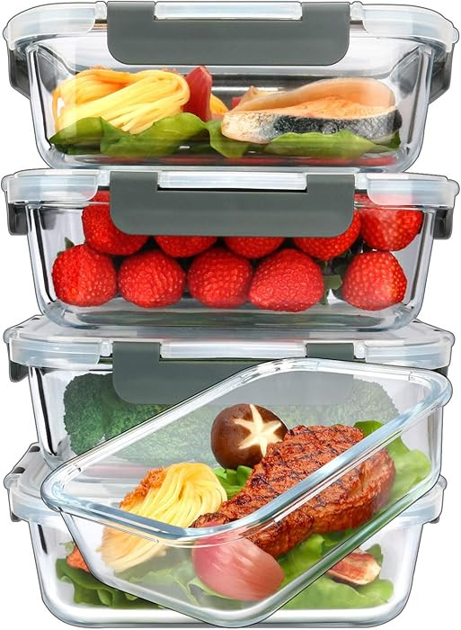 M MCIRCO [5-Packs, 36 Oz Glass Meal Prep Containers with Snap Locking Lids Glass Food Containers,... | Amazon (US)