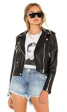 BLANKNYC Cropped Vegan Leather Moto Jacket in Morning Gram from Revolve.com | Revolve Clothing (Global)