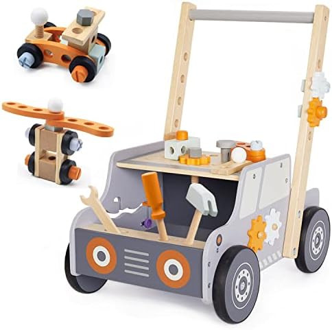 labebe Baby Push Walker, Tool Bench for Toddlers, Wooden Walker for Baby Boy and Girl, Kids Workb... | Amazon (US)