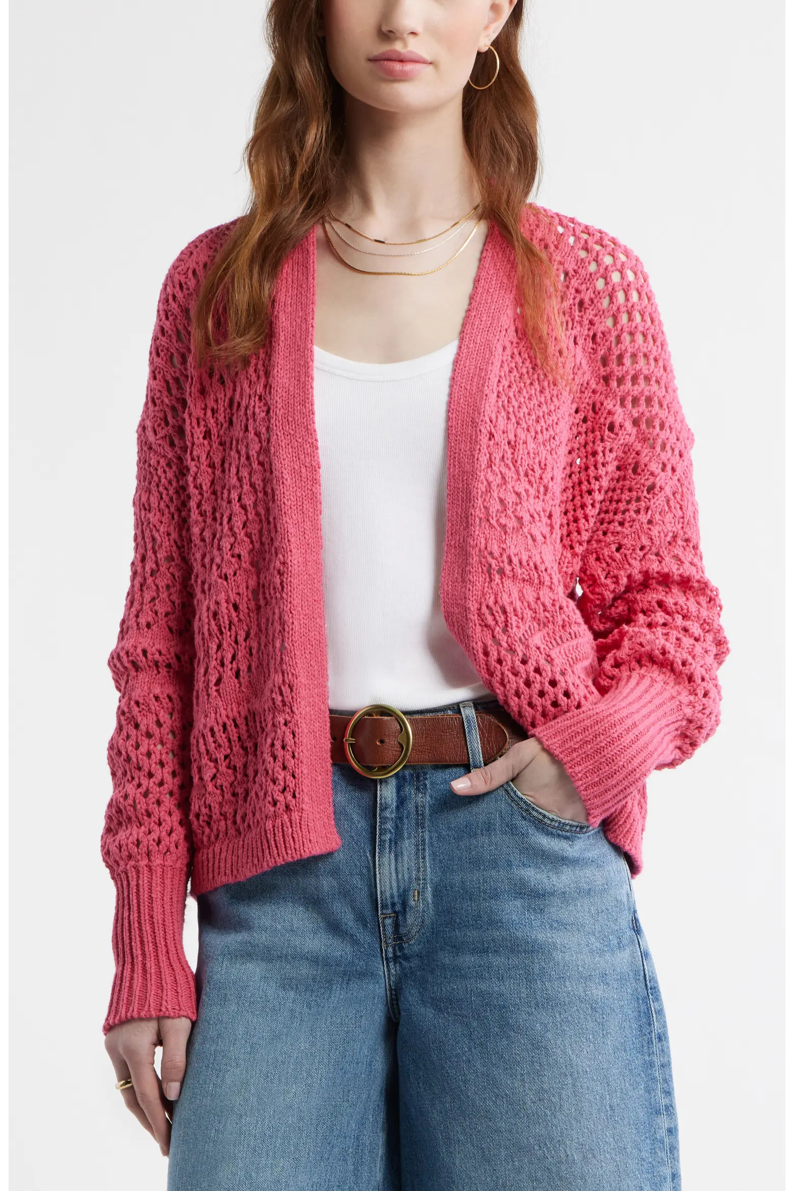 Treasure & Bond Openwork Slouchy Cotton Cardigan (Women) | Nordstrom | Nordstrom
