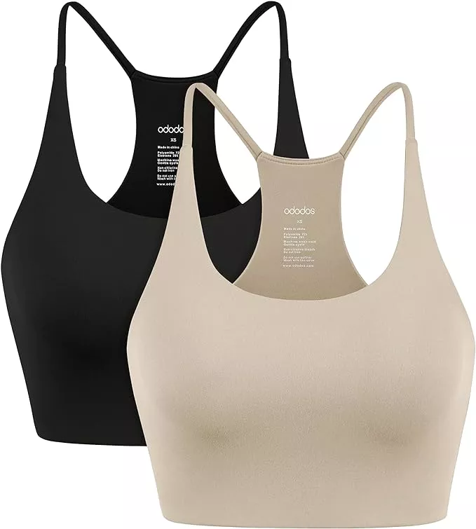 ODODOS 2-Pack Square Neck Sports Bra for Women Wirefree Non Padded Yoga  Tank Workout Crop Tops, Black+Black, X-Small at  Women's Clothing  store