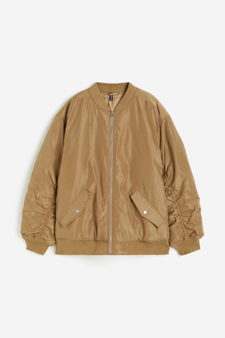 H & M - Oversized Bomber Jacket - Beige | H&M (US + CA)