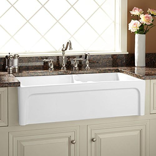 Signature Hardware 928042-36 Risinger 36" 60/40 Offset Bowl Fireclay Farmhouse Sink with Casement Ap | Amazon (US)