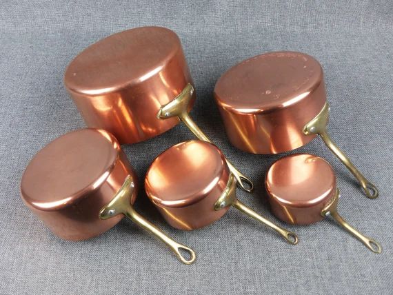 Vintage French Copper Pans - Set of 5 | Etsy (US)