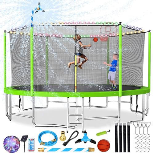 Lyromix Upgraded 15FT Trampoline for Kids and Adults, Large Outdoor Trampoline with Basketball Hoop and Enclosure Net, Capacity for 4-7 Kids and Adults | Amazon (US)