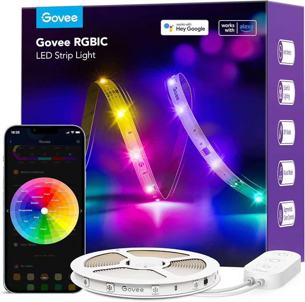 Govee RGBIC Alexa LED Strip Light 16.4ft, Smart WiFi LED Lights Work with Alexa and Google Assist... | Amazon (US)