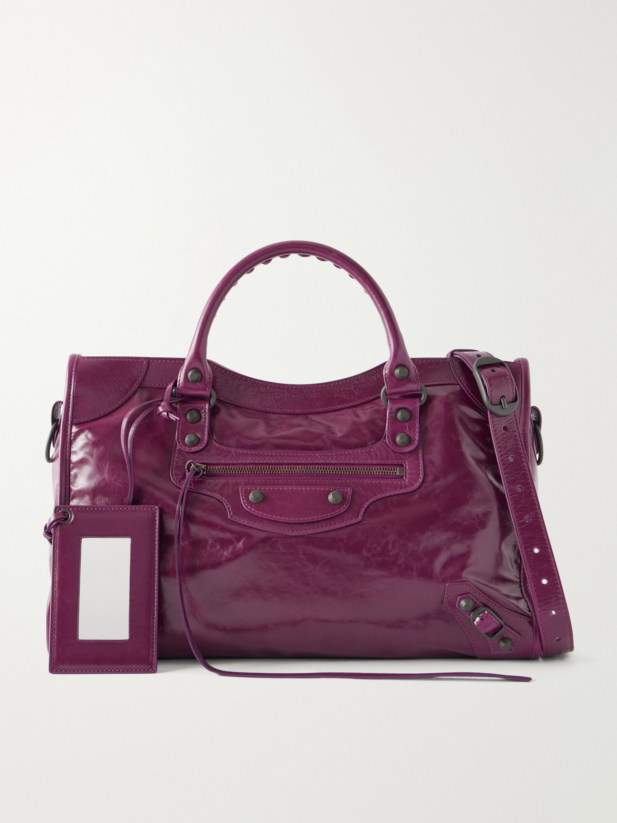 Balenciaga - Le City Medium Embellished Leather Tote Bag - Purple | NET-A-PORTER (US)