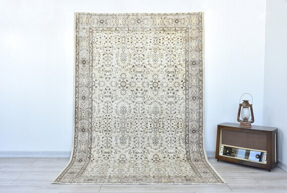 Turkish Vintage Floral Area Rug Pastel Decorative Rug - Etsy | Etsy (US)