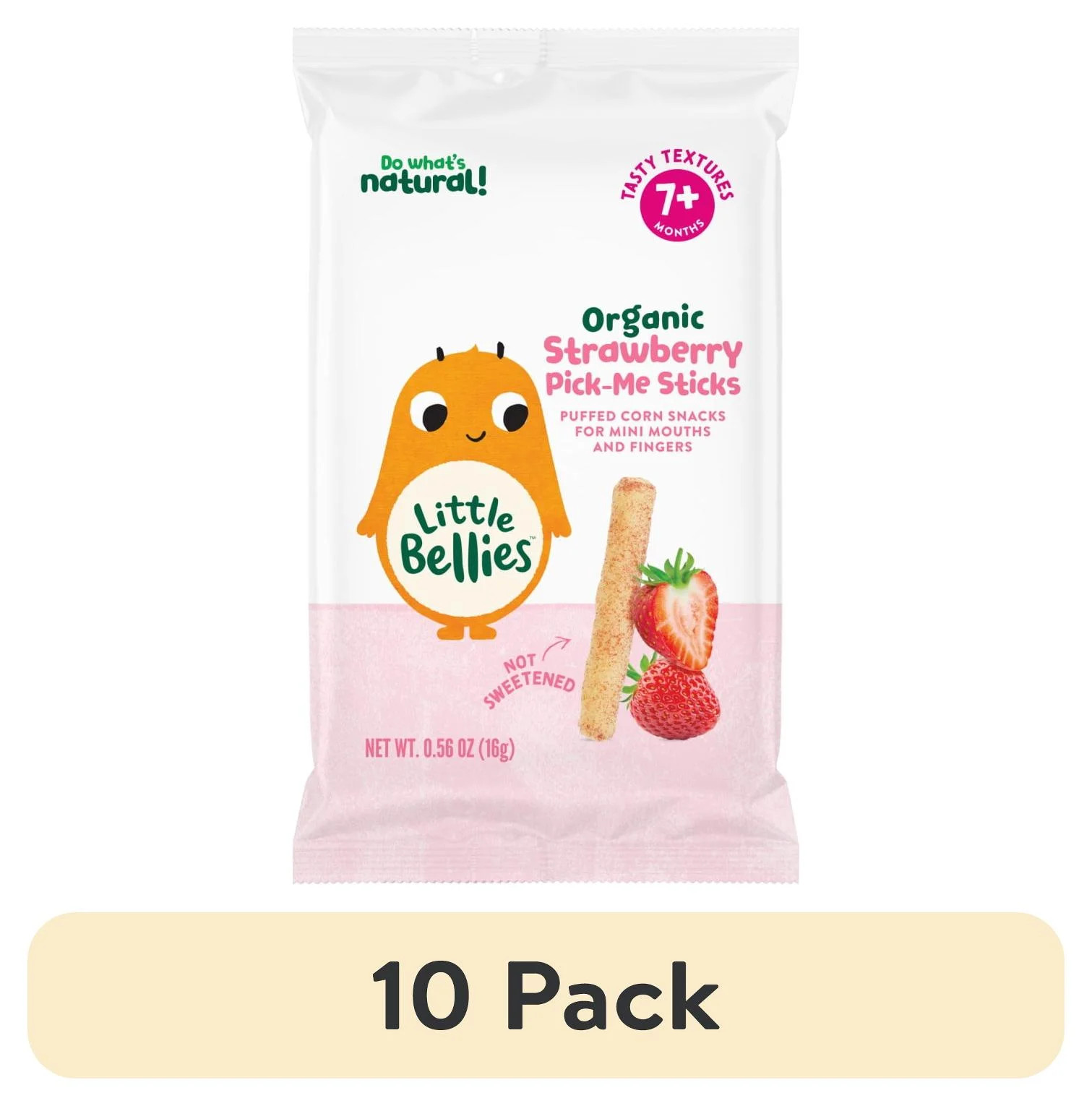 (10 pack) Little Bellies Organic Strawberry Pick-Me Sticks Puff Snack, 0.56 oz | Walmart (US)