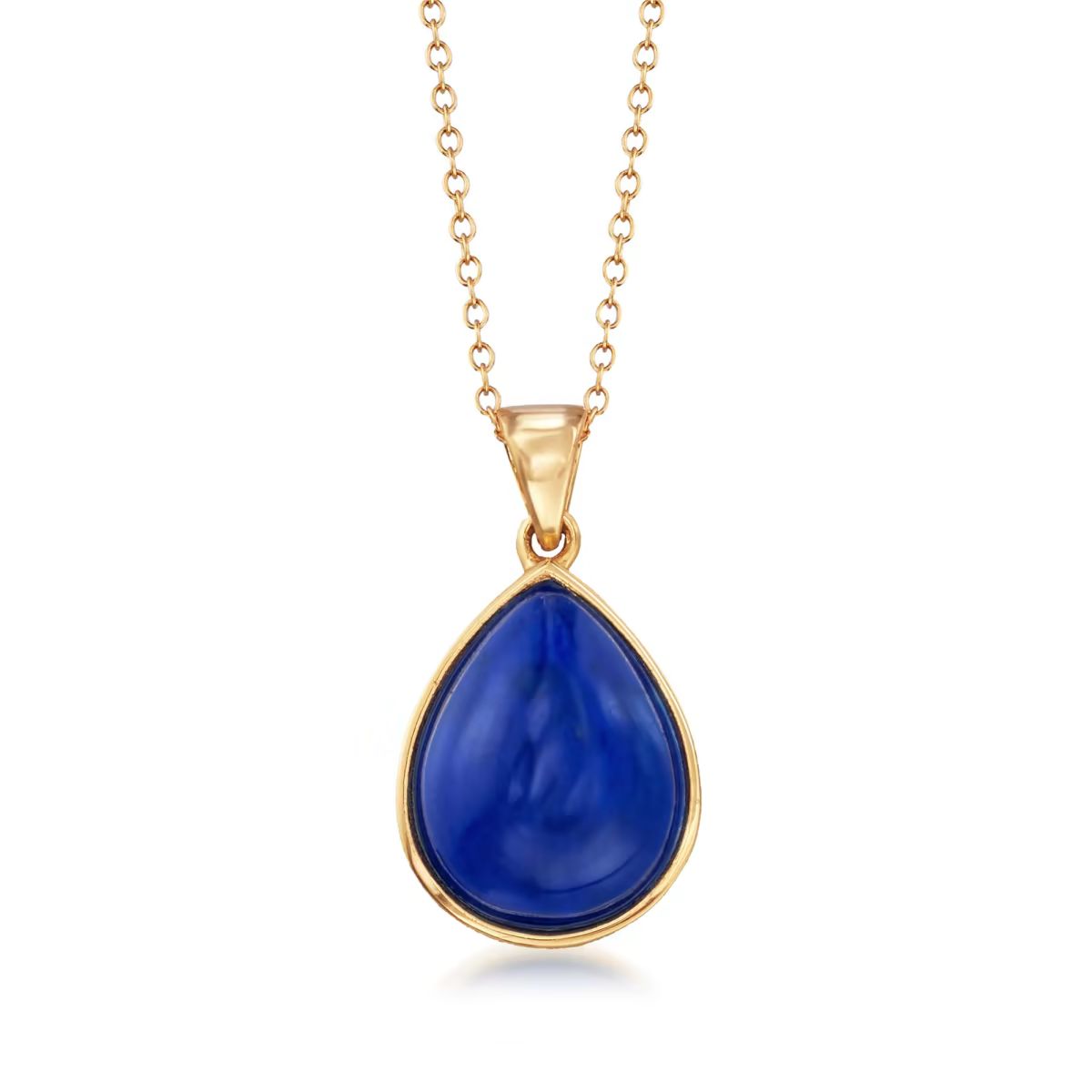 Pear-Shaped Lapis Cabochon Pendant Necklace in 18kt Gold Over Sterling. 18" | Ross-Simons