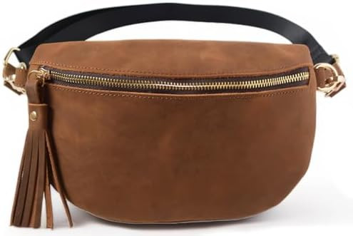 Genuine Leather Fanny Pack Crossbody Bags for Women Fashion Sling Purse Shoulder Bag Leather Caus... | Amazon (US)