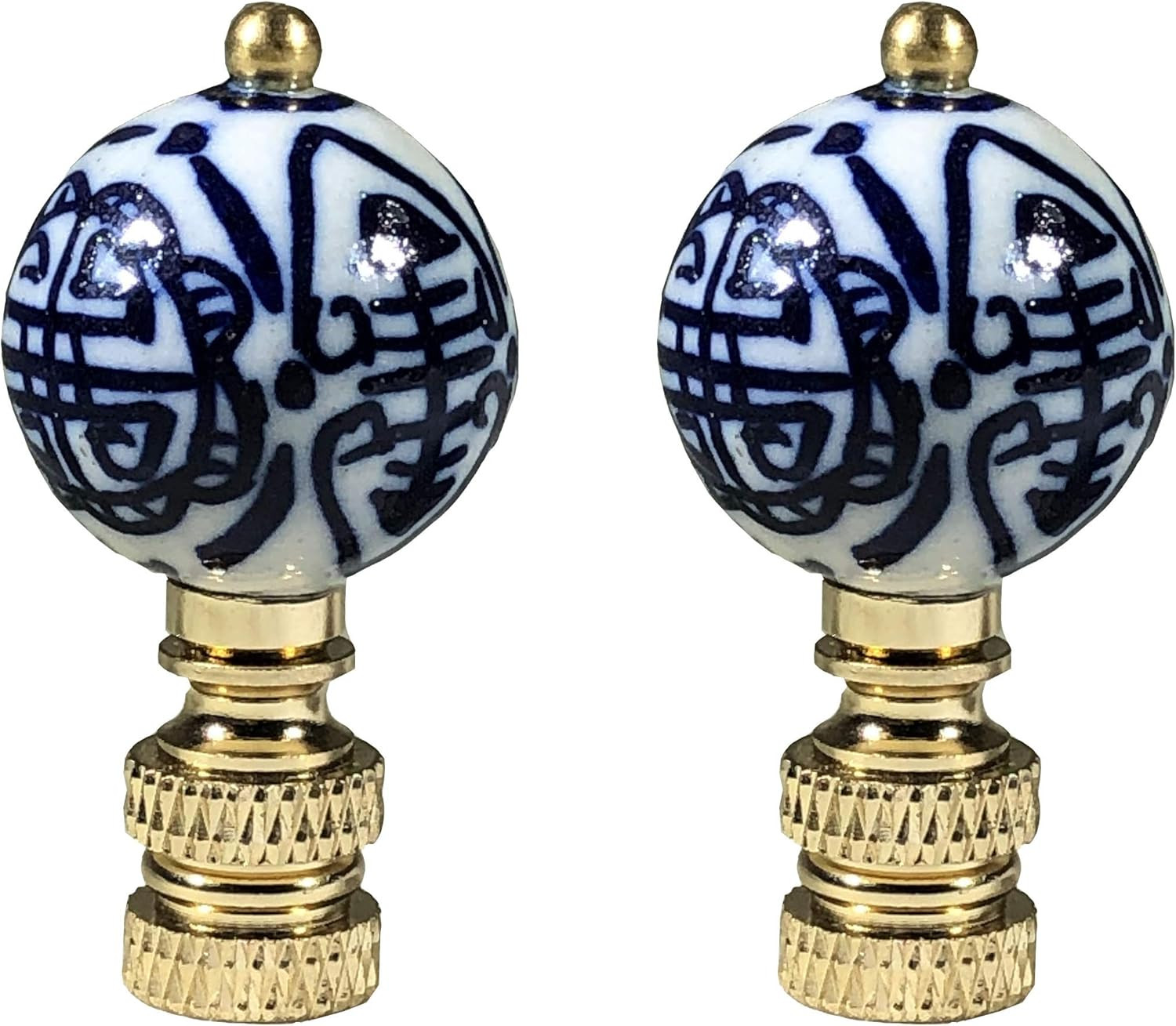 Royal Designs, Inc. Decorative Chinoiserie Blue and White Lamp Finials (Longevity - 2 Pk) | Amazon (US)