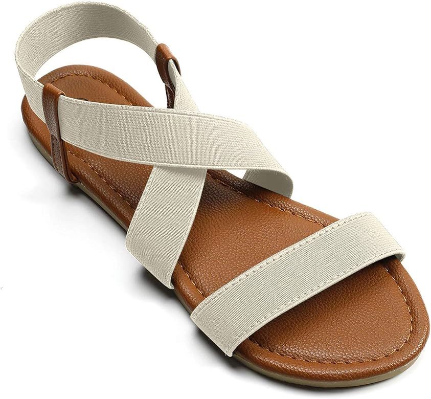 Soles & Souls Elastic Ankle Strap Sandals for Women Flat | Amazon (US)