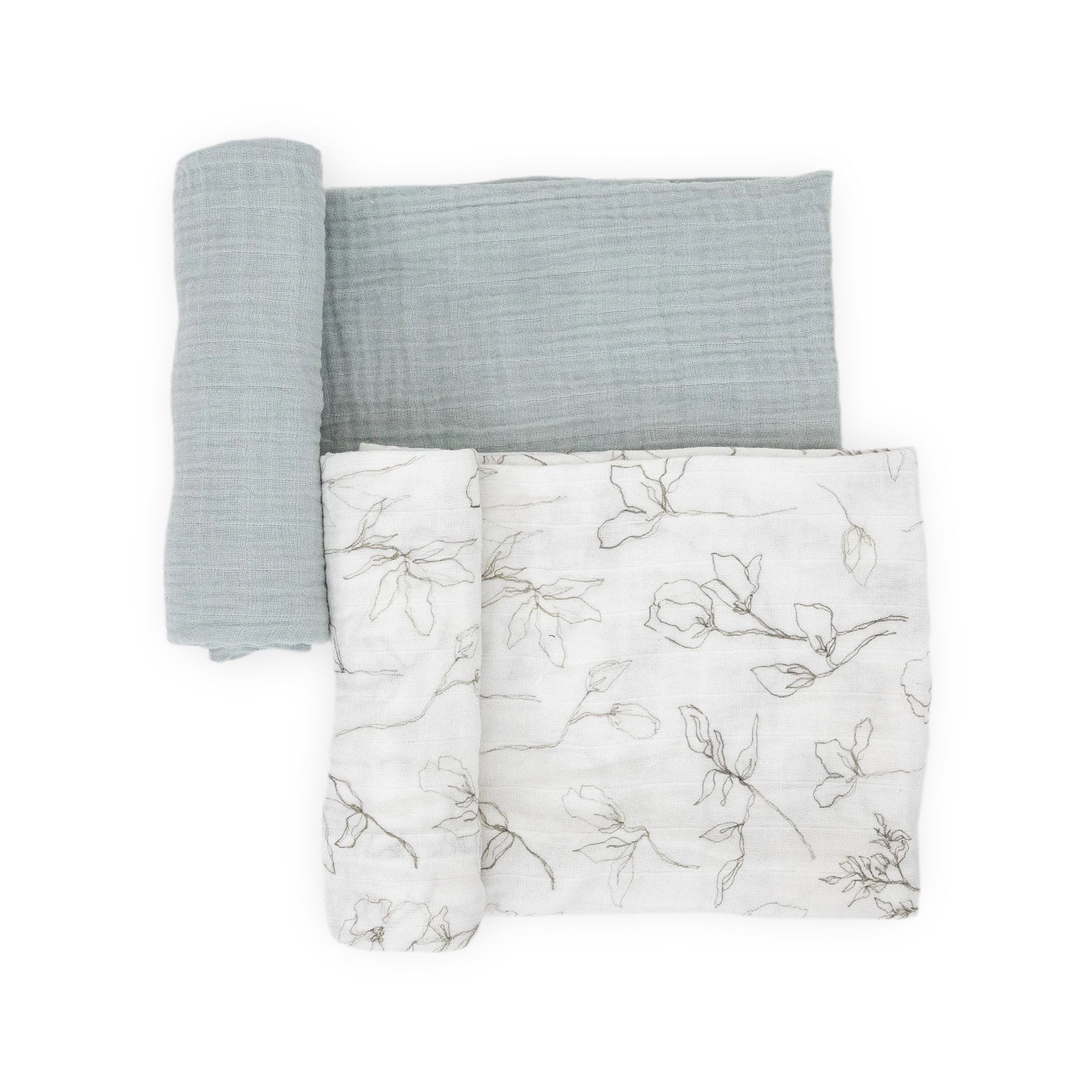 Organic Cotton Muslin Swaddle Blanket 2 Pack - Pencil Floral | Little Unicorn