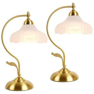 17.32 in. Gold Metal Table Lamps With Glass Petal Shade Vintage Flower Night Lamps | The Home Depot