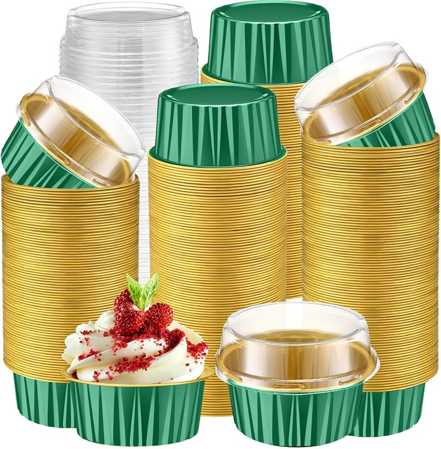 Gejoy 400 Pcs Aluminum Foil Baking Cups with Lids 5 oz Disposable Ramekins Mini Cake Pans Creme B... | Amazon (US)