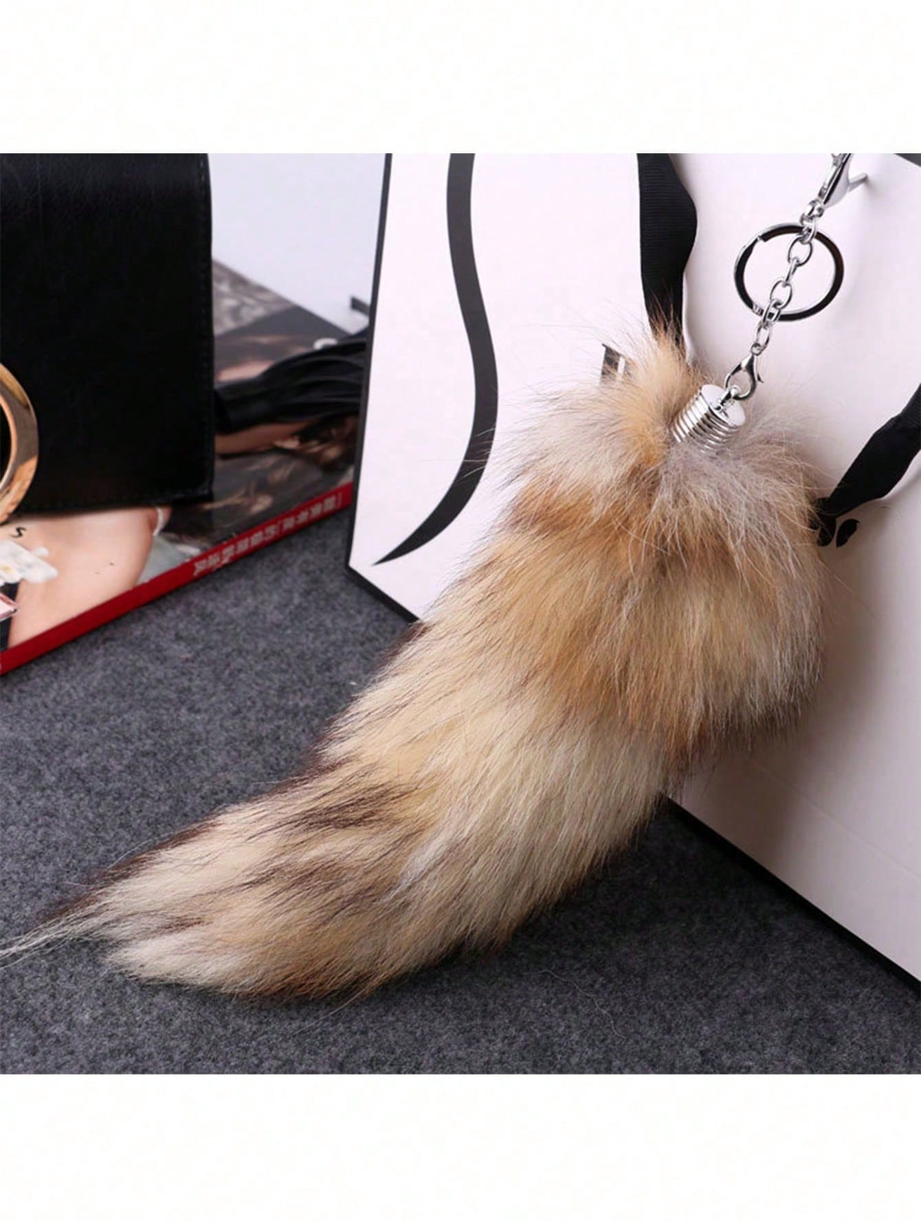 1pc Fox Tail Keychain, Animals Keyring Charm Pendant Cute Animal Fox Toy Soft Plush Keyring Decor... | SHEIN