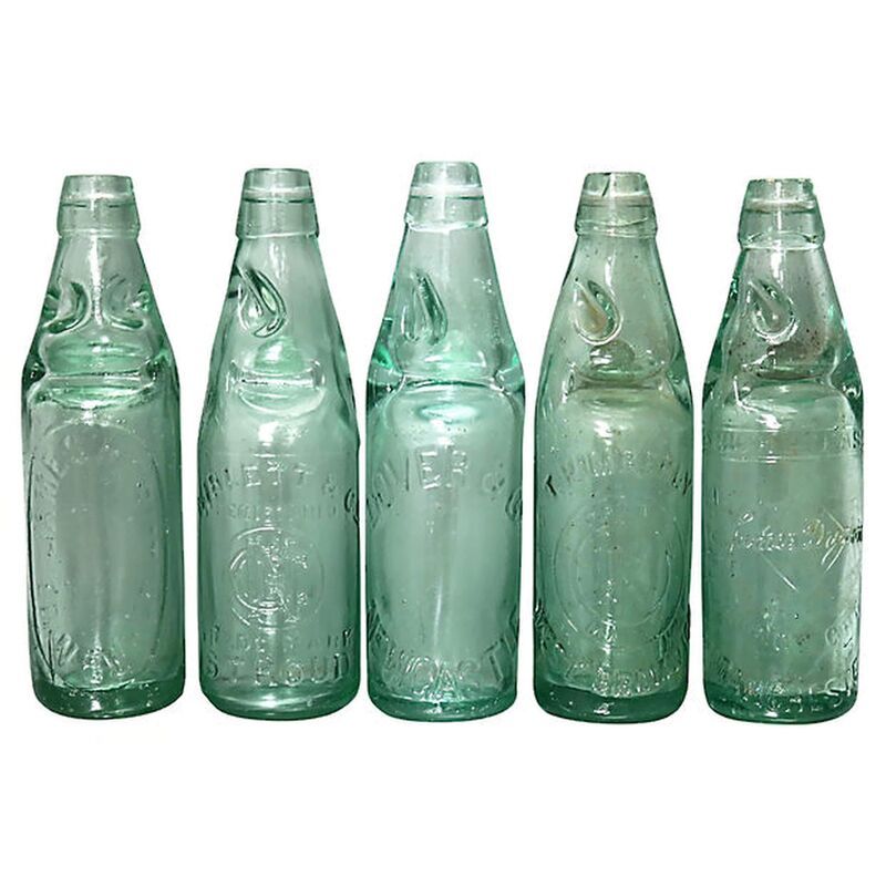 Antique Codd-Neck Soda Bottles, S/5 | One Kings Lane