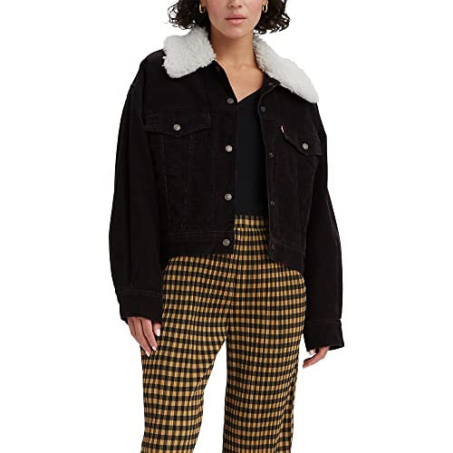Levi's Women's Sherpa Baby Baggy Trucker, (New) Black Agate, Medium | Amazon (US)