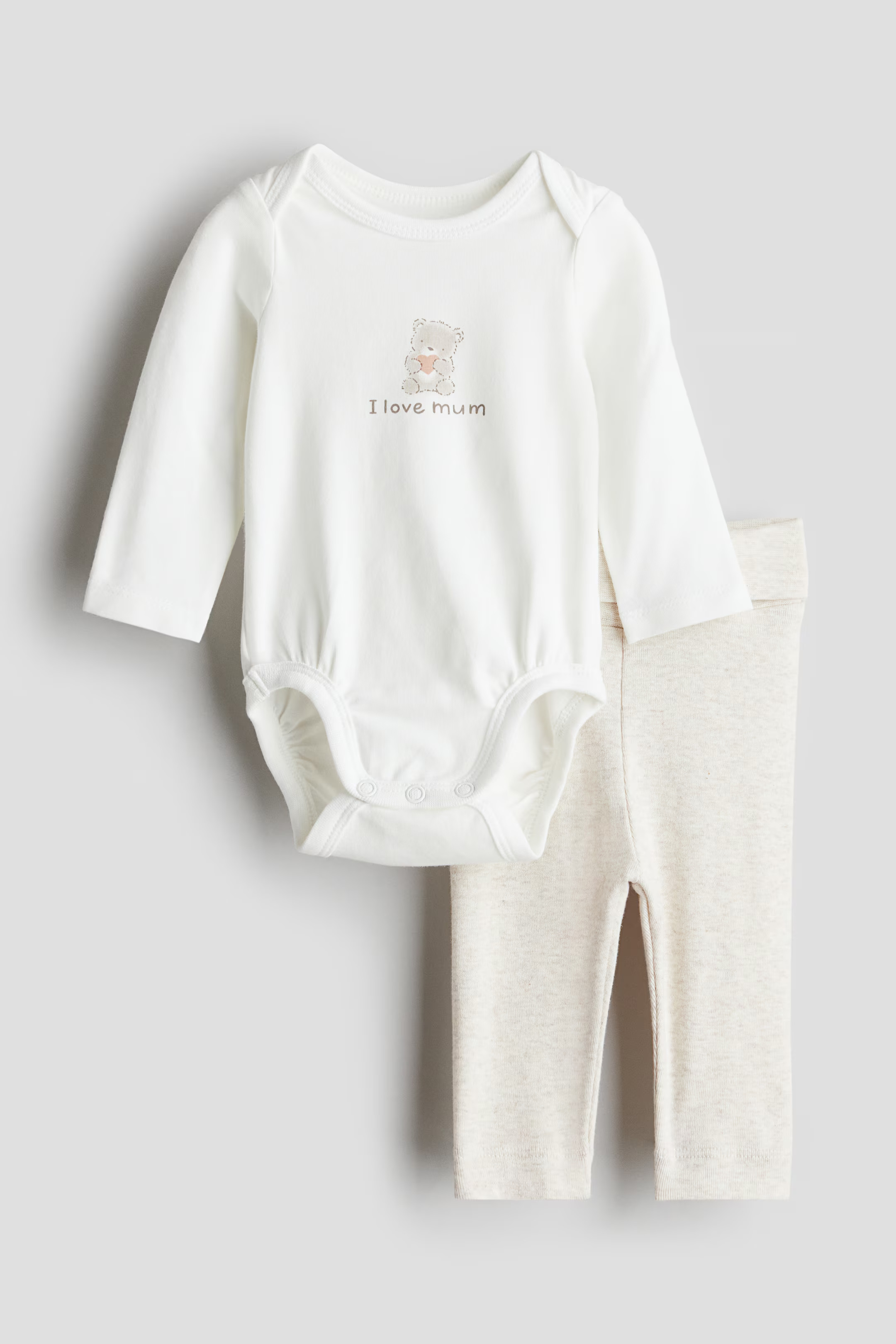 2-piece cotton jersey set - White/I Love Mum - Kids | H&M GB | H&M (UK, MY, IN, SG, PH, TW, HK)