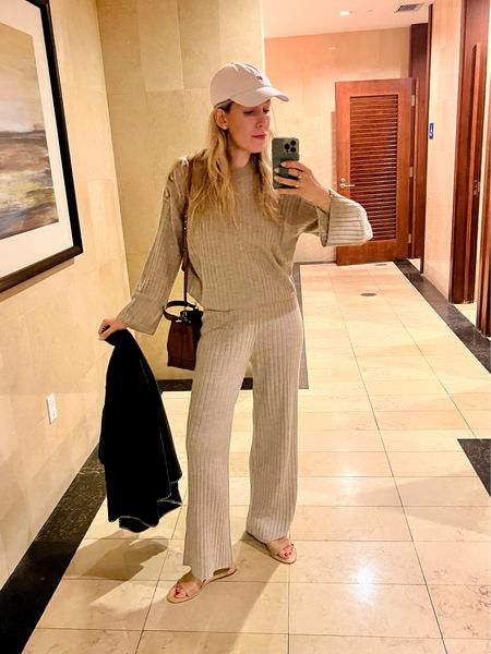 Knit sets > sweats 💥  

Top & bottom: Sezane (TTS)

Sandals: Aeyde

Hat: DeRococo

Cardigan: Donni.

Bag: Strathberry 



#LTKover40 #LTKtravel #LTKstyletip