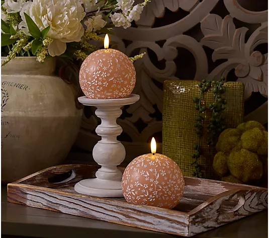 Make Your Selection: Home Reflections S/2 Flameless Spring Carved Spheres | QVC