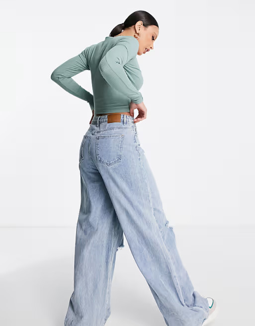 ASOS DESIGN Tall long sleeve wrap front crop top in teal | ASOS | ASOS (Global)