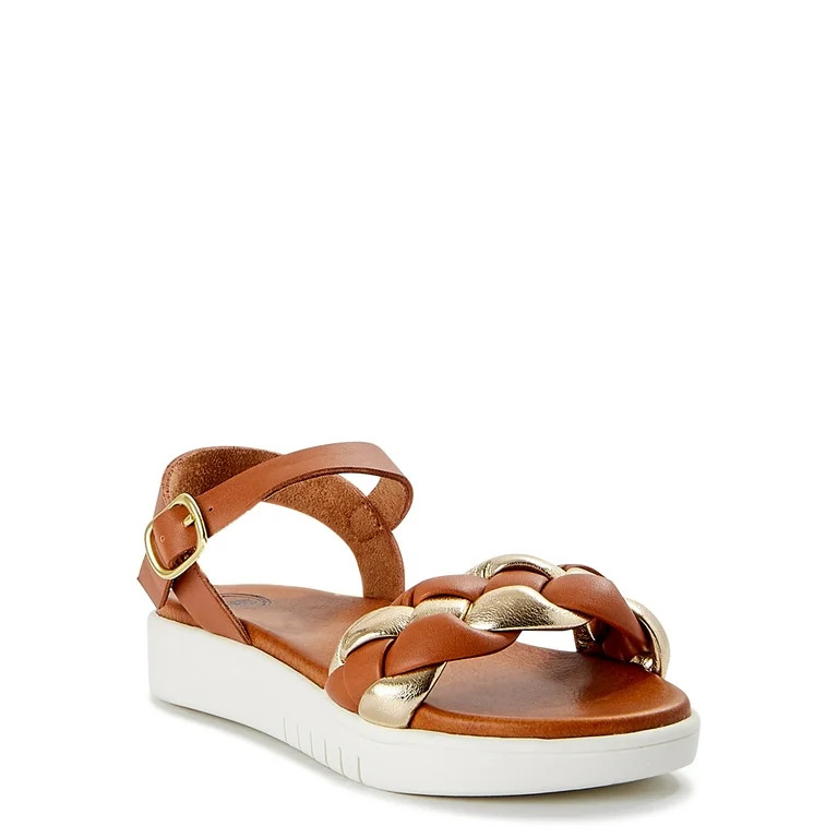 Wonder Nation Girls Puff Braid Flatform Sandals, Sizes 13-6 | Walmart (US)