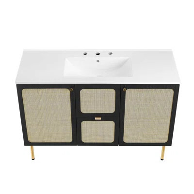 Modway Chaucer 48'' Single Bathroom Vanity with Wood Top | Wayfair North America