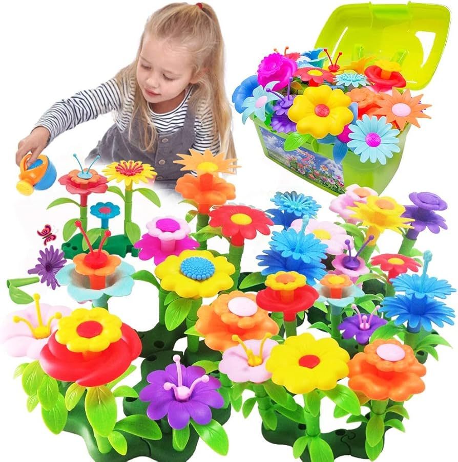 Scientoy Flower Garden Building Toys, Girl Toys Build a Garden, 130 PCS Flower Pretend Gardening ... | Amazon (US)