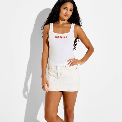 Women's Beaded Tank Top - Wild Fable™ White Maui XXS | Target