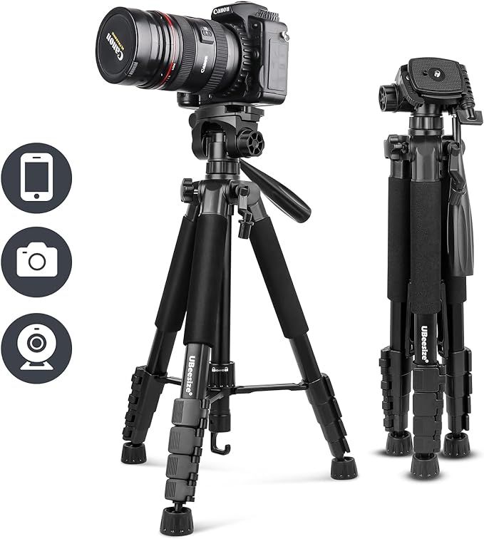 UBeesize 67” Camera Tripod with Travel Bag, Cell Phone Tripod with Bluetooth Remote and Phone H... | Amazon (US)