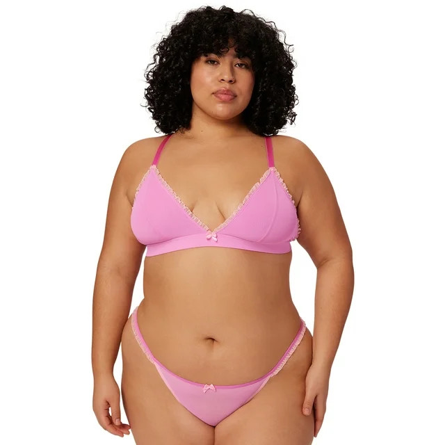 Parade Ruffle Triangle Bralette and Cheeky Set, Sizes XS to 3XL - Walmart.com | Walmart (US)