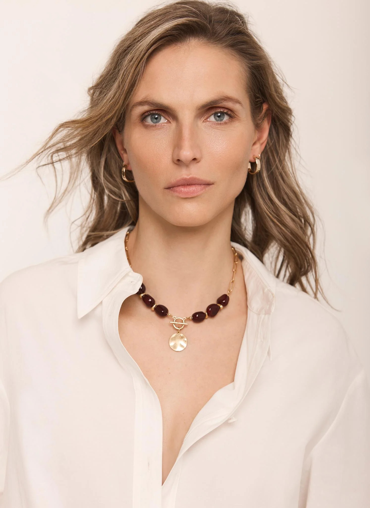 Gold Tone Beaded Coin Necklace | Mint Velvet