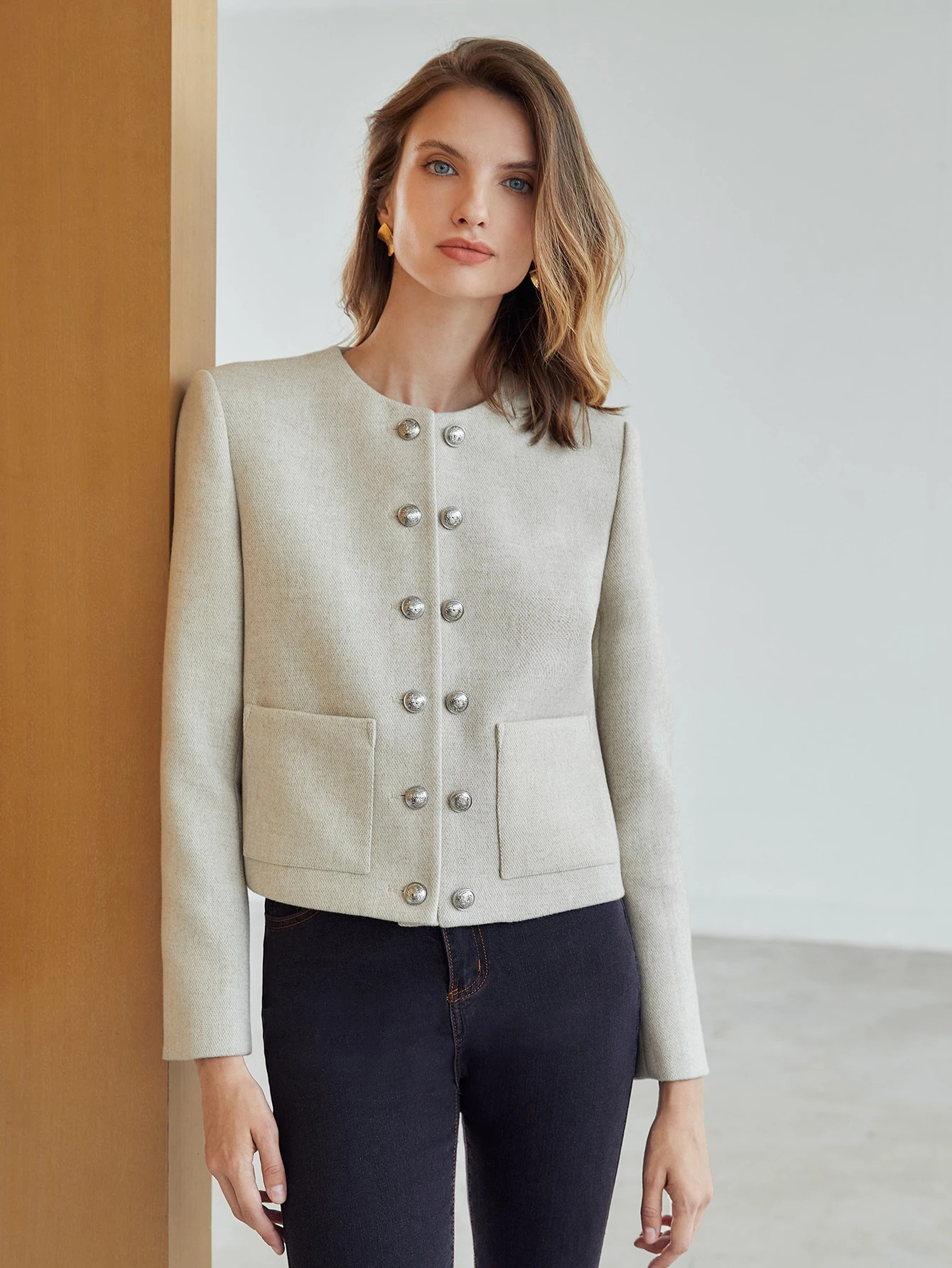 MOTF PREMIUM WOOL-MIX CROPPED OVERCOAT | SHEIN