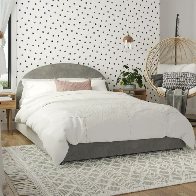 Mr. Kate Moon Upholstered Bed with Storage, Queen Size Frame, Light Gray Velvet | Walmart (US)