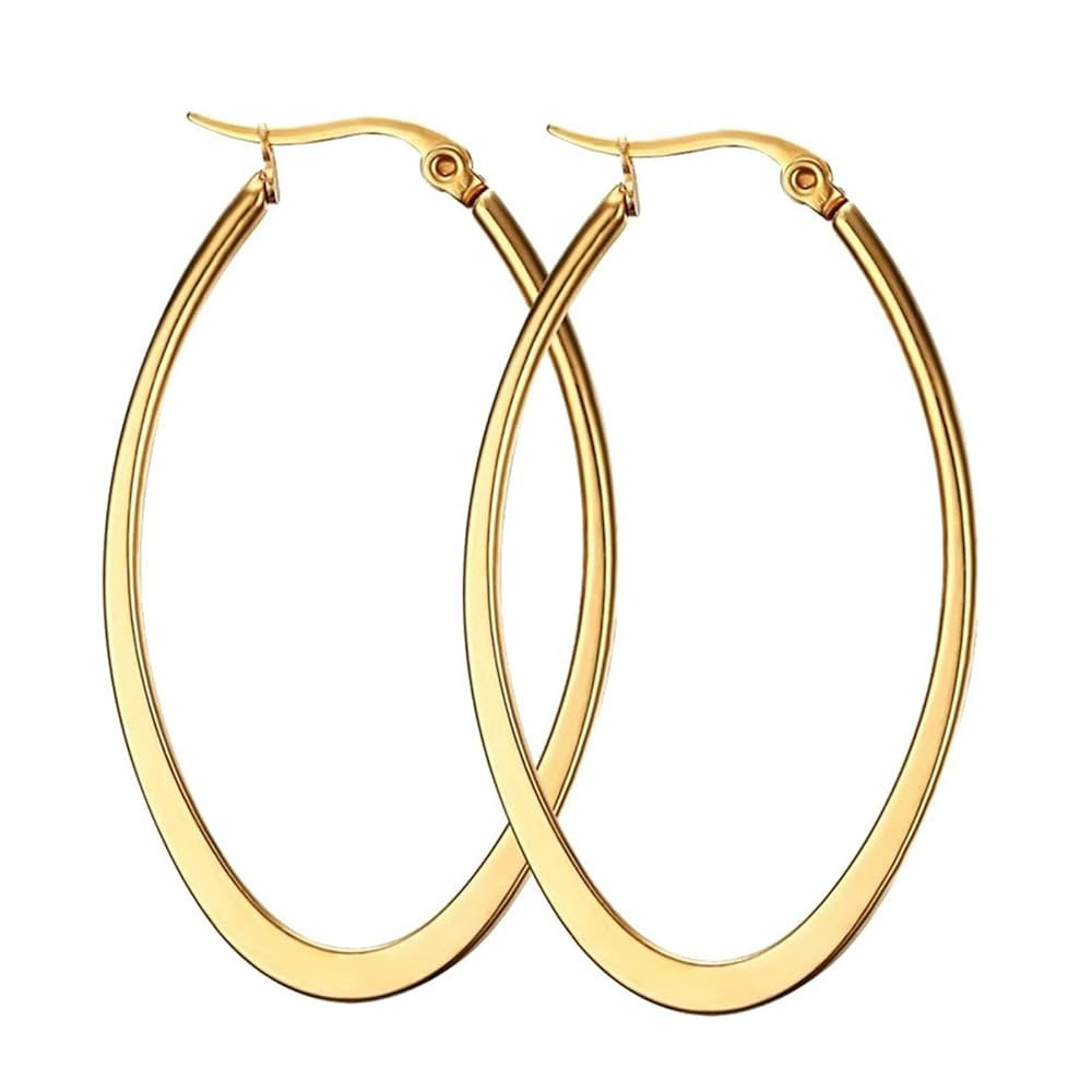 MengPa Hoop Earrings for Women Black Gold Plated Loops Drop Earring Fashion Jewelry | Amazon (US)