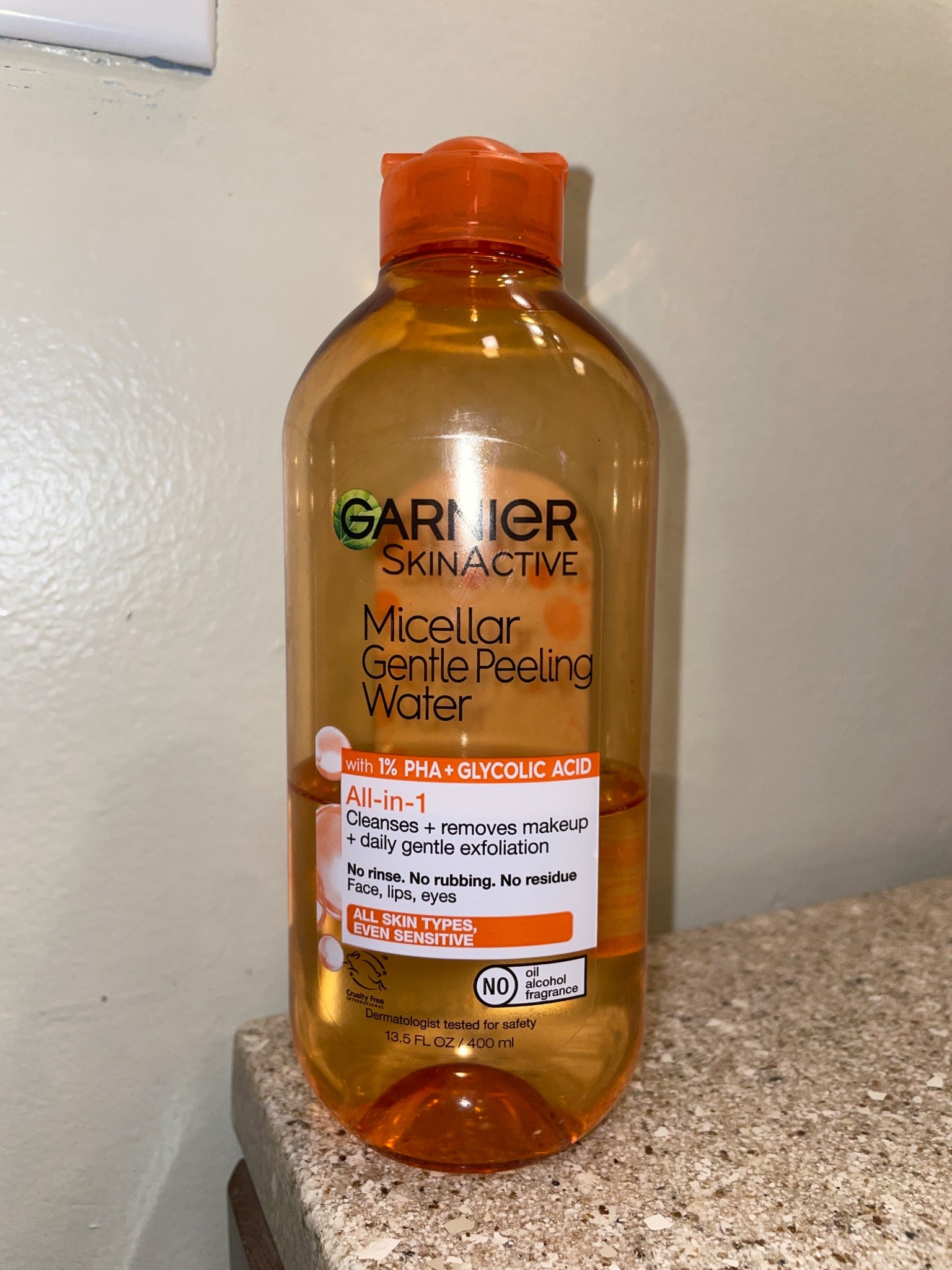 Garnier Skinactive Micellar Gentle Peeling Water All-in-1
Cleanses, removes makeup, daily gentle exfoliation for all skin types! 

#LTKselfcare #LTKBeauty #LTKdayinmylife
