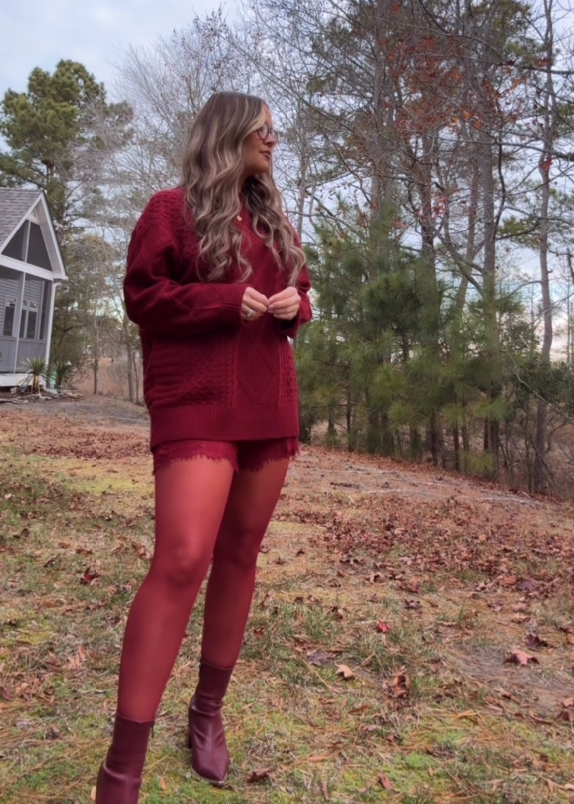 Large in sweater 
Medium in shorts 

#LTKMidsize #LTKHoliday
