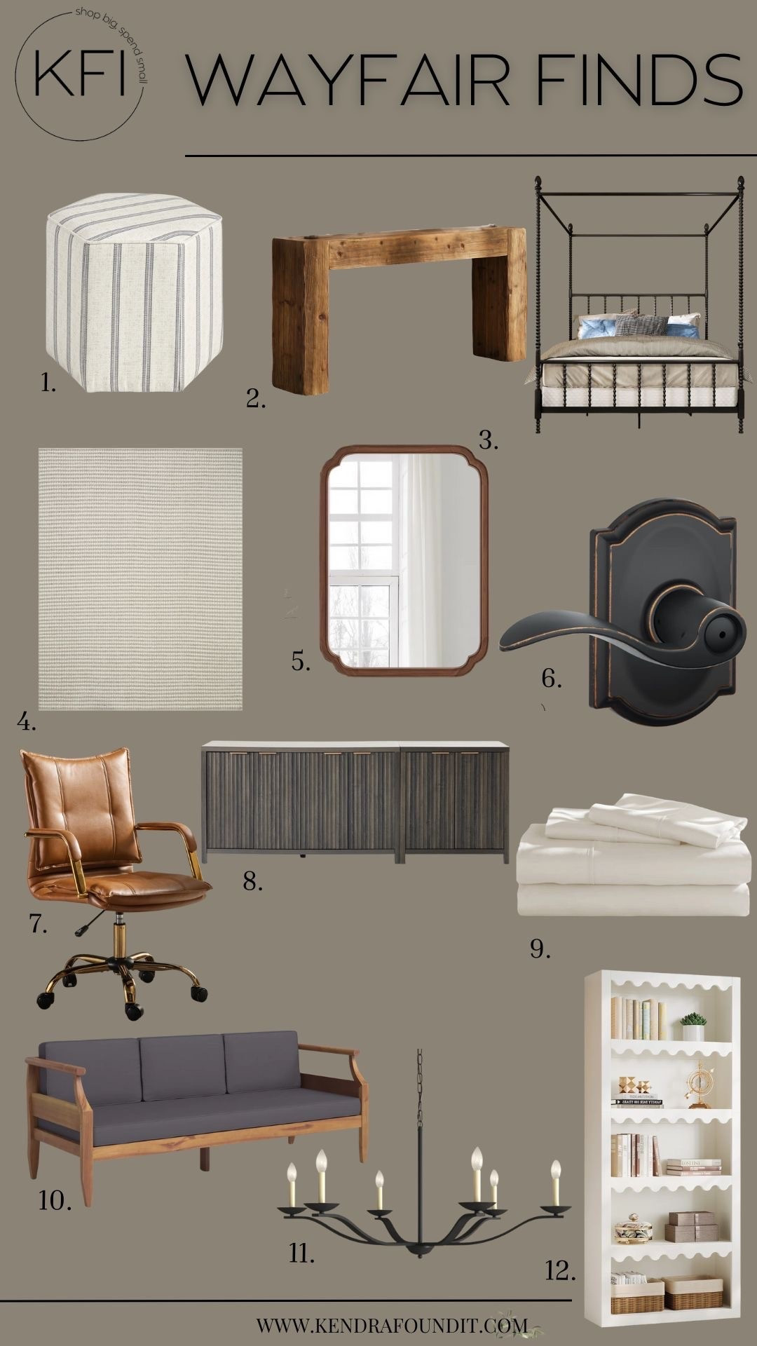 I rounded up a brand new mix of Wayfair finds for a modern organic home, focusing on timeless pieces that feel warm, functional, and well-made for the price. This roundup includes things like a striped pouf, a solid wood console table, a classic spindle bed, a neutral area rug, an arched wood mirror, matte black door hardware, a leather office chair, a low-profile media console, crisp white bedding, a wood-frame loveseat, a simple black chandelier, and a scalloped bookshelf — all versatile staples that work beautifully in modern organic and transitional spaces. Everything here is highly reviewed and easy to mix and match as you update your home.

@wayfair, #AD, #WayfairPartner, and #Wayfair 

#LTKSaleAlert #LTKHome #LTKmomlife