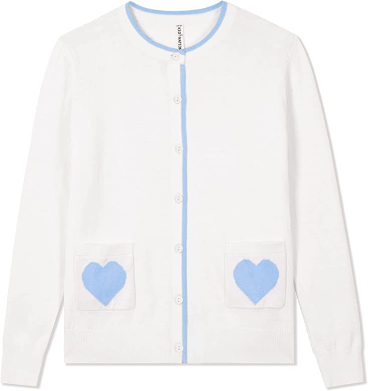Kid Nation Girls' Cute Cardigan with Heart Pockets | Amazon (US)