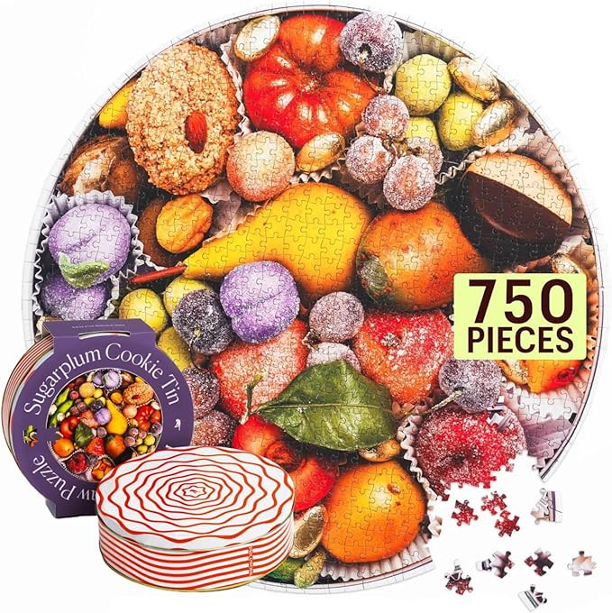 Piecework Sugarplum 750 Piece Puzzle for Adults, Challenging Round Jigsaw with Delectable Candy a... | Amazon (US)