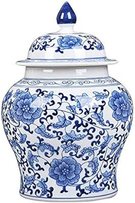 Temple Ginger Jar Vase Home Decor Table Ceramic Vases Chinese Blue and White Ginger Jar Centerpie... | Amazon (US)