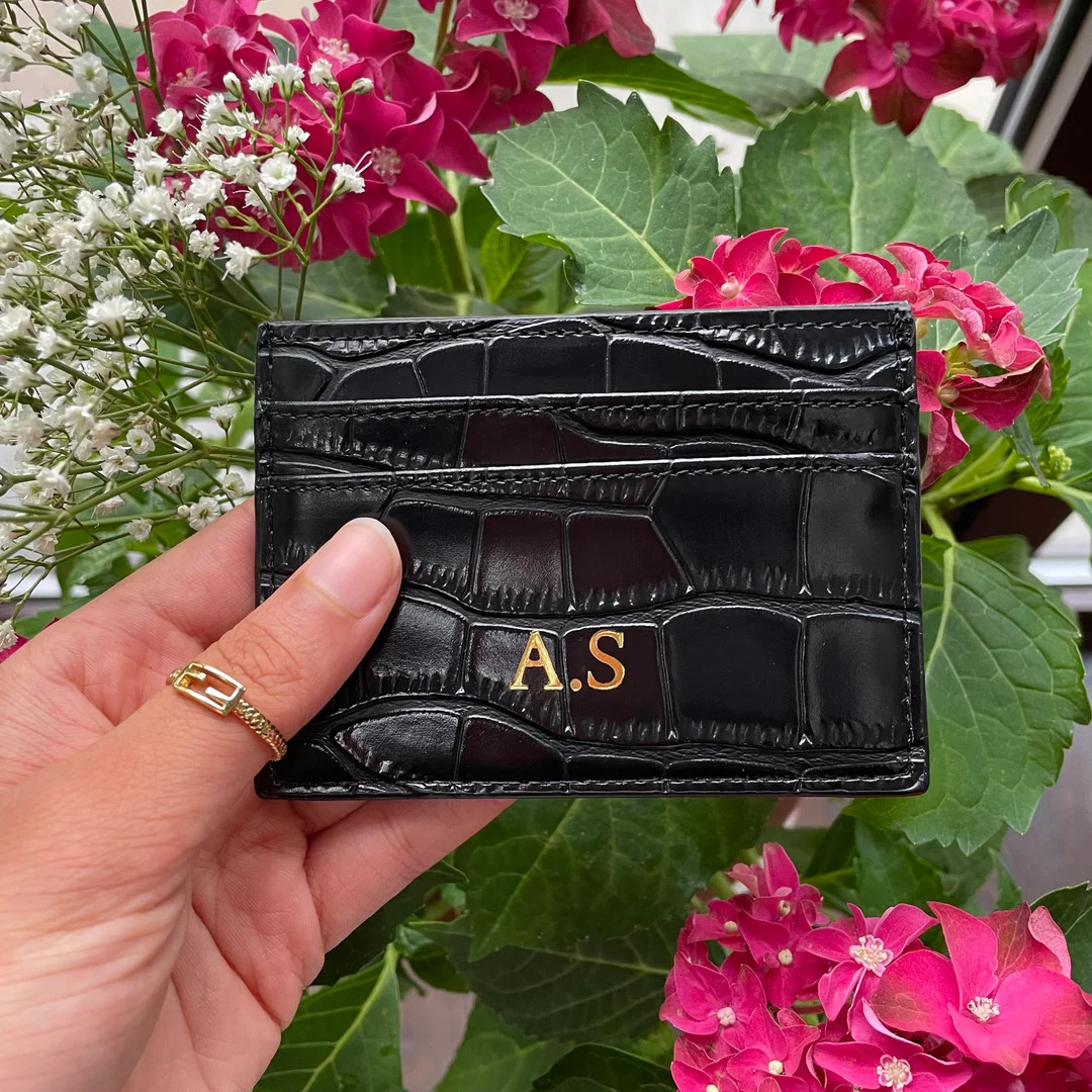 Personalised Croc Leather Card Holder Credit Card Holder Wallet Purse Monogram Initial - Etsy | Etsy (US)