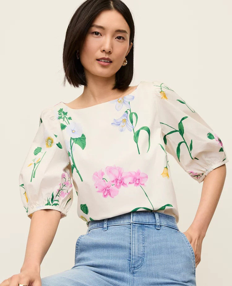 Floral Boatneck Popover | Ann Taylor