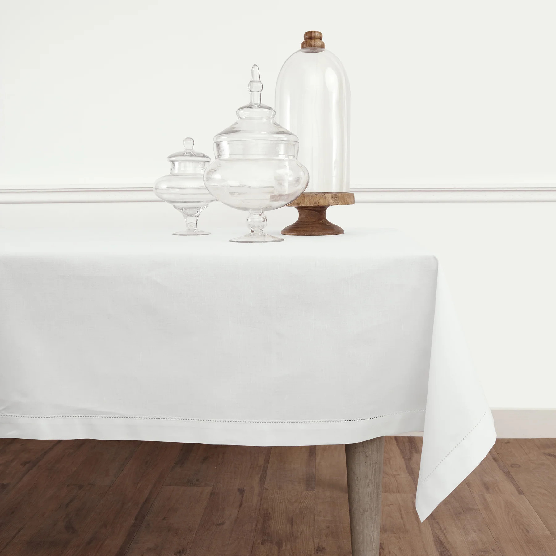 Cotton Linen Hemstitch Rectangular Tablecloth | Solino Home | Solino Home