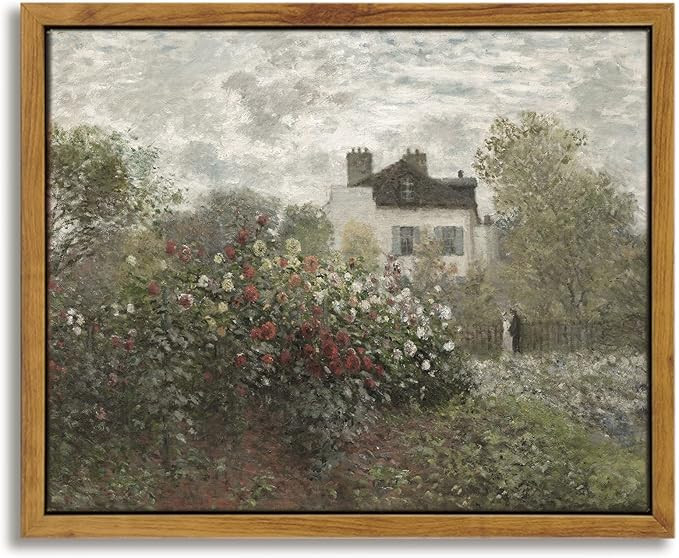 InSimSea Framed Canvas Wall Art Vintage Decor, Monet Flower Garden Painting Prints, Vintage Room ... | Amazon (US)