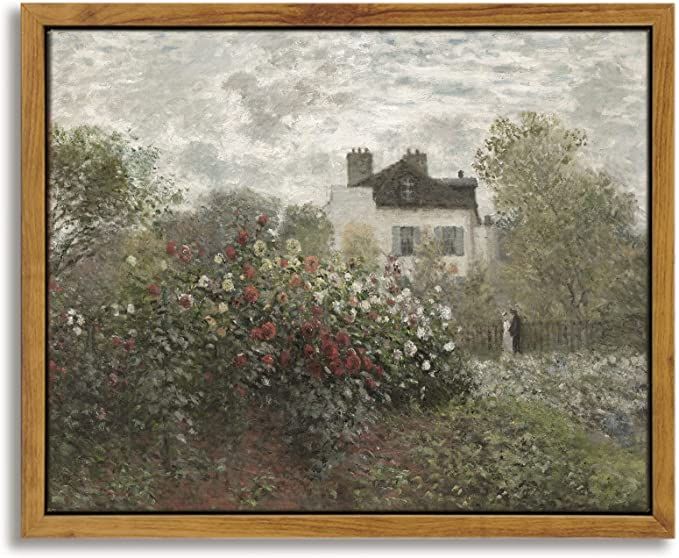 InSimSea Framed Canvas Wall Art Decor, Monet Flower Garden Painting Prints, Vintage Room Decor, W... | Amazon (US)