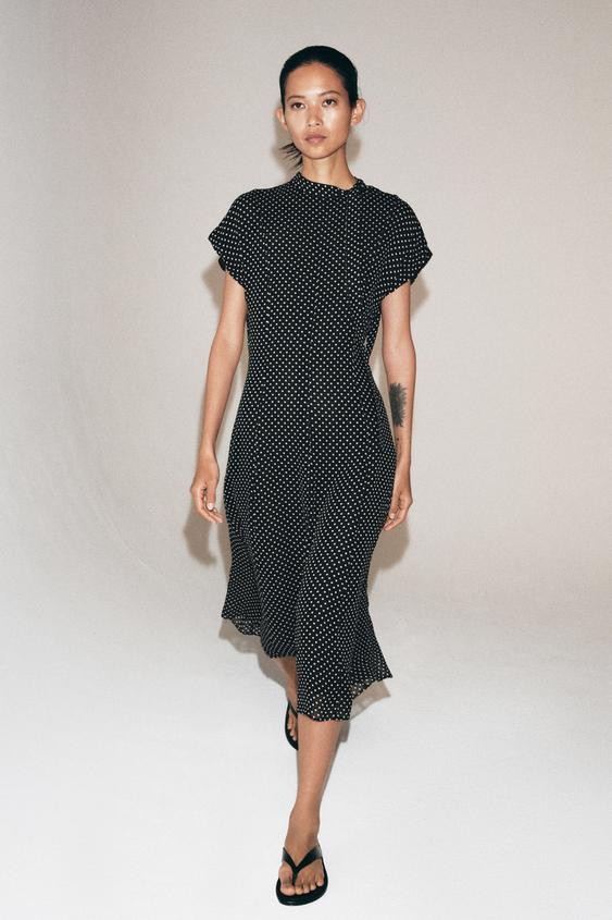 ZW COLLECTION POLKA DOT MIDI DRESS | Zara UK